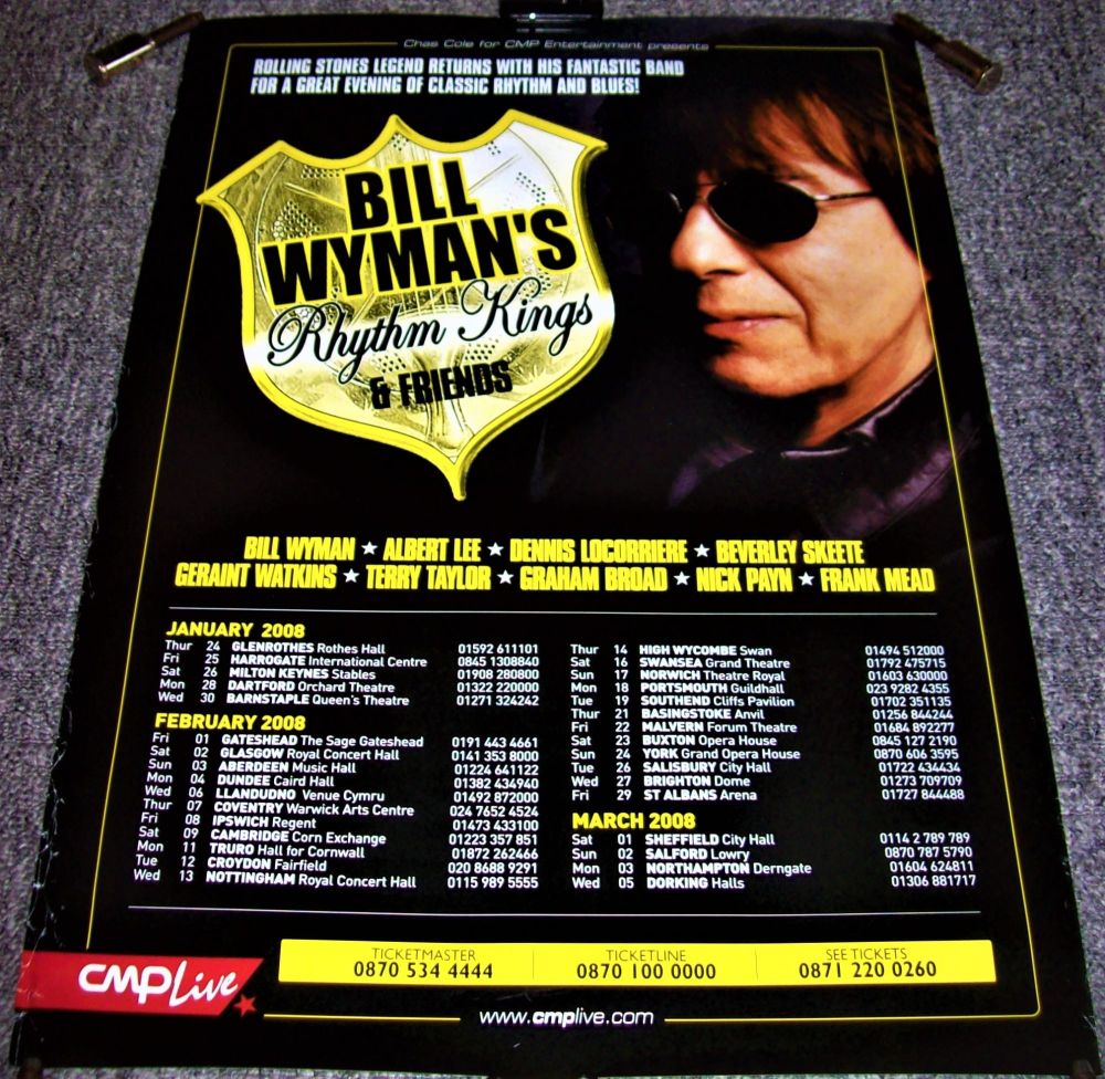 THE ROLLING STONES BILL WYMAN'S RHYTHM KINGS FABULOUS RARE U.K. TOUR POSTER