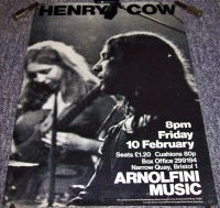 HENRY COW CONCERT POSTER FRIDAY 10th FEBRUARY 1978 ARNOLFINI GALLERY BRISTOL UK