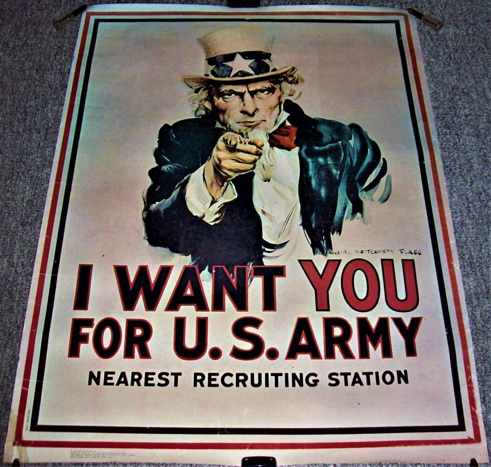 I WANT YOU FOR THE U.S. ARMY UNCLE SAM SUPERB U.K. PROMO-PERSONALITY POSTER