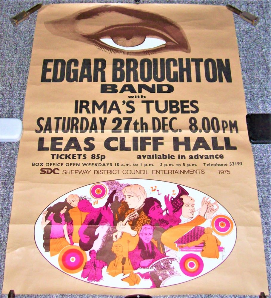 EDGAR BROUGHTON BAND RARE CONCERT POSTER SAT 27th DEC 1975 LEAS CLIFF HALL 