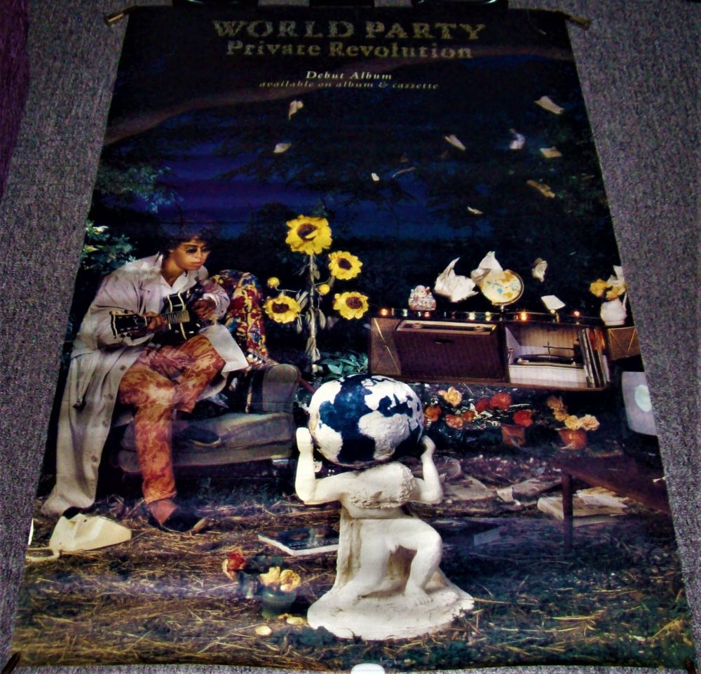 WORLD PARTY UK RECORD COMPANY PROMO POSTER 'PRIVATE REVOLUTION' DEBUT ALBUM