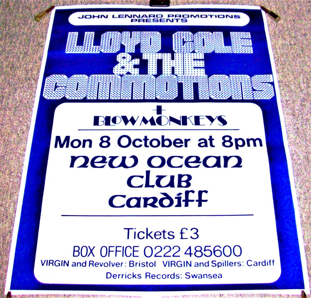 LLOYD COLE AND THE COMMOTIONS RARE CONCERT POSTER MON 8th OCT 1984 CARDIFF 