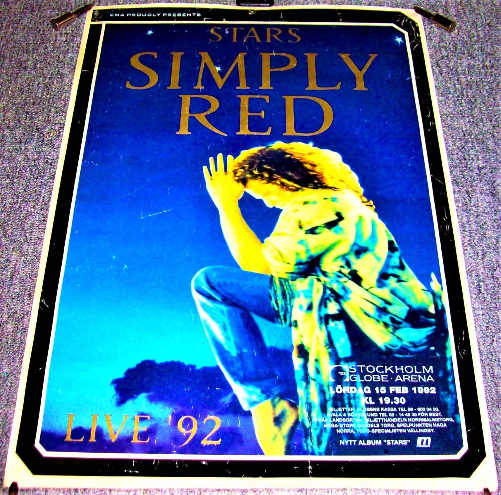 SIMPLY RED SUPERB CONCERT POSTER 15th FEBRUARY 1992 GLOBE ARENA STOCKHOLM S