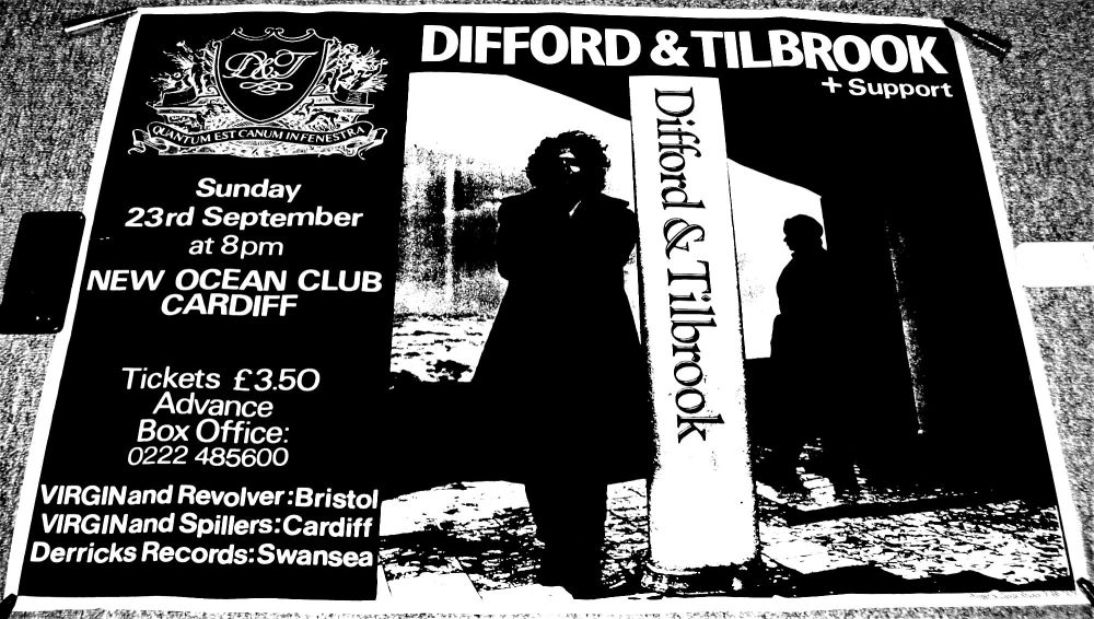 SQUEEZE DIFFORD & TILBROOK RARE CONCERT POSTER SUN 23rd SEPT 1984 CARDIFF W