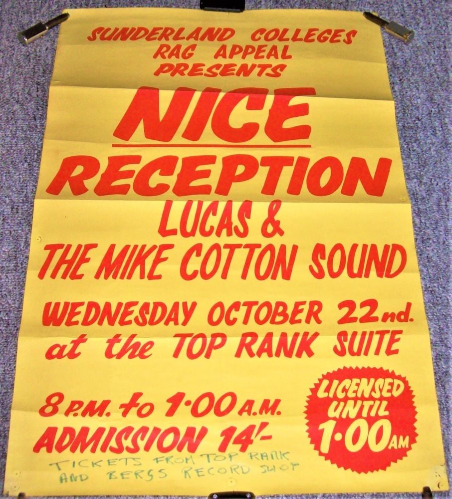 THE NICE STUNNING CONCERT POSTER WED 22nd OCT 1969 TOP RANK SUITE SUNDERLAN