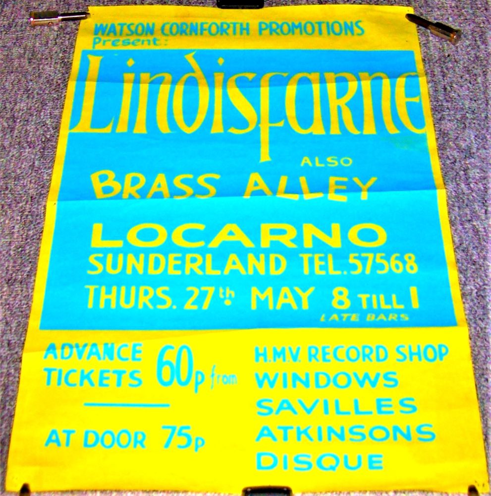 LINDISFARNE BRASS ALLEY CONCERT POSTER THURSDAY 27th MAY 1971 LOCARNO SUNDE