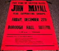 JOHN MAYALL STUNNING CONCERT POSTER FRI 27th DEC 1968 BOROUGH HALL HARTLEPOOL UK