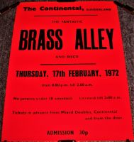 BRASS ALLEY RARE CONCERT POSTER THUR 17th FEB 1972 THE CONTINENTAL SUNDERLAND UK