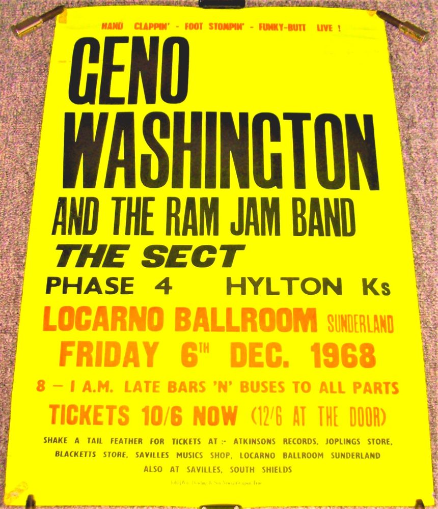 GENO WASHINGTON THE SECT RARE CONCERT POSTER FRI 6th DEC 1968 SUNDERLAND U.