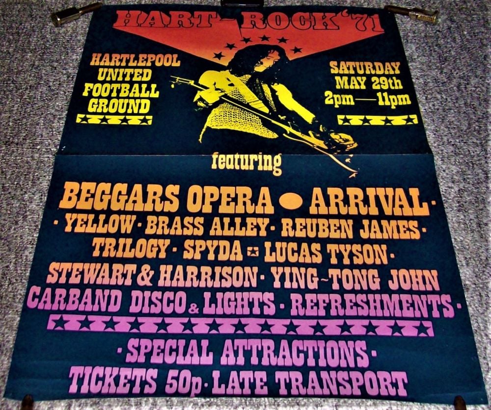 BEGGARS OPERA ARRIVAL 'HART-ROCK 71' FESTIVAL POSTER SAT 29th MAY HARTLEPOO