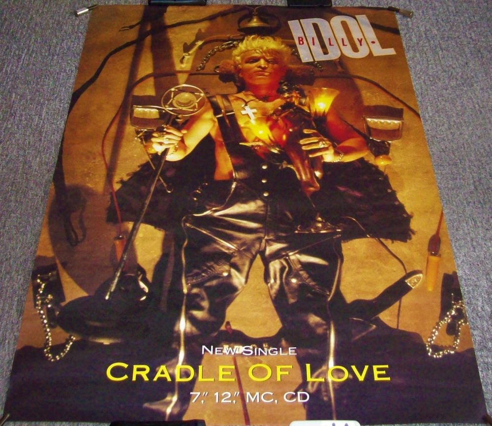 BILLY IDOL STUNNING UK RECORD COMPANY PROMO POSTER 'CRADLE OF LOVE' SINGLE 