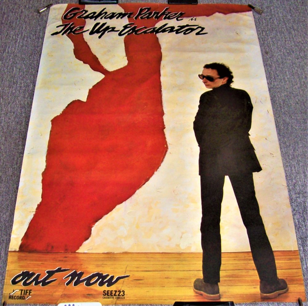 GRAHAM PARKER RARE UK RECORD COMPANY PROMO POSTER 'UP THE ESCALATOR' ALBUM 