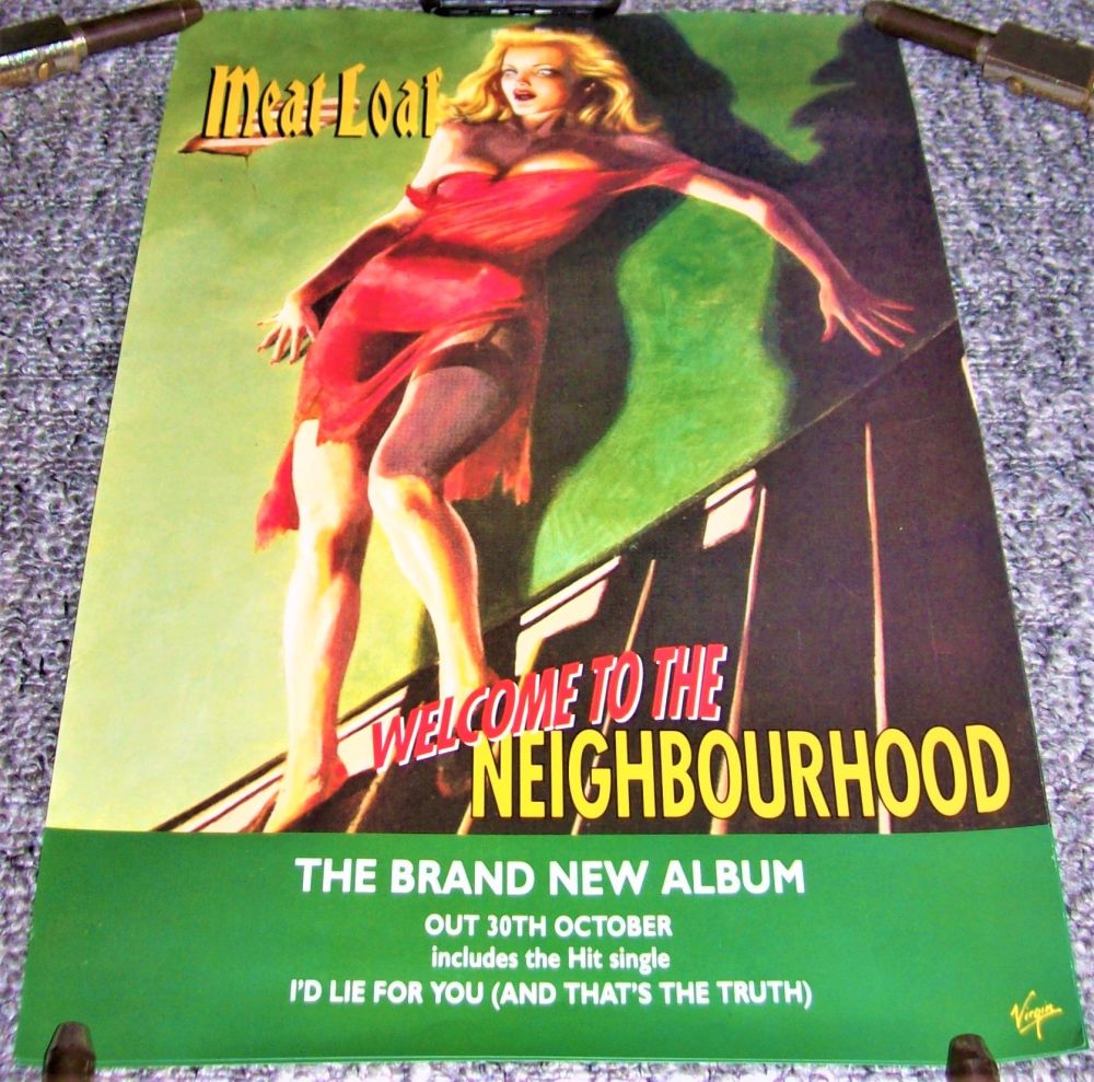 MEATLOAF RARE UK  REC COM PROMO POSTER 'WELCOME TO THE NEIGHBOURHOOD' ALBUM