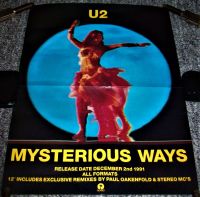U2 STUNNING RARE U.K. RECORD COMPANY PROMO POSTER 'MYSTERIOUS WAYS' SINGLE 1991
