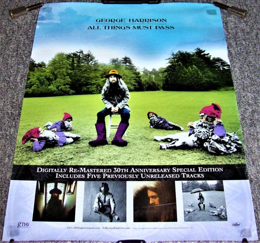 THE BEATLES GEORGE HARRISON U.S. PROMO POSTER 'ALL THINGS MUST PASS ALBUM' 