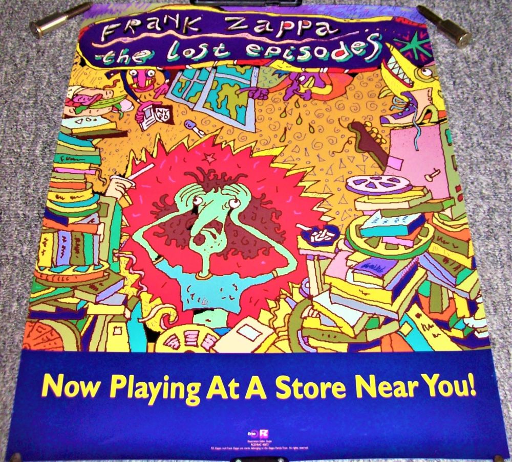 FRANK ZAPPA RARE U.K. RECORD COMPANY PROMO POSTER 'THE LOST EPISODES' ALBUM