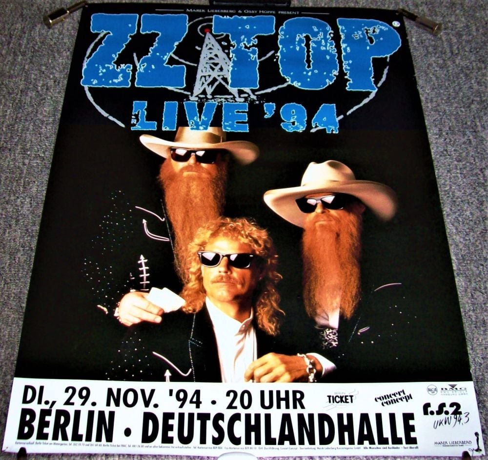 ZZ TOP CONCERT POSTER SUNDAY 29th NOVEMBER 1994 DEUTSCHLANDHALLE BERLIN GER