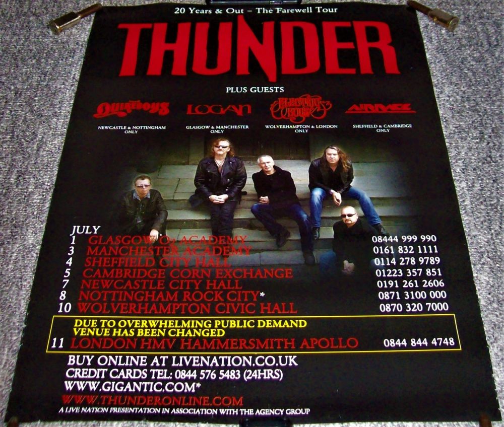 THUNDER ABSOLUTELY STUNNING & RARE '20 YEARS AND OUT' FAREWELL TOUR POSTER 