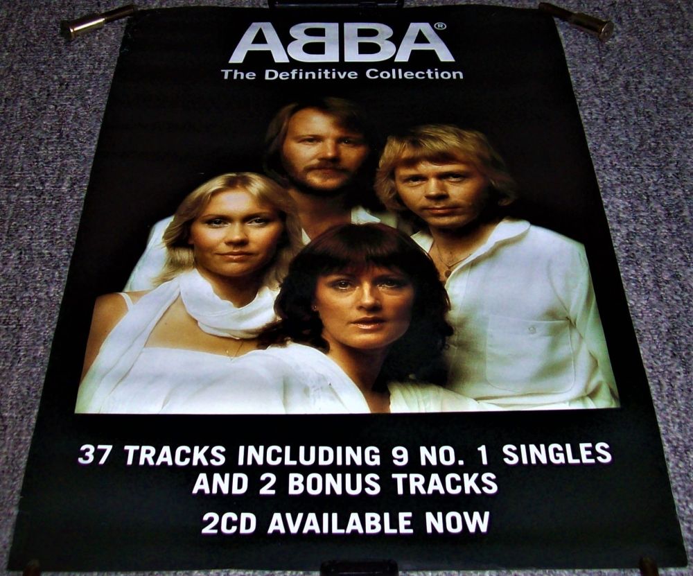 ABBA SUPER UK RECORD COMPANY PROMO POSTER 'THE DEFINITIVE COLLECTION' ALBUM