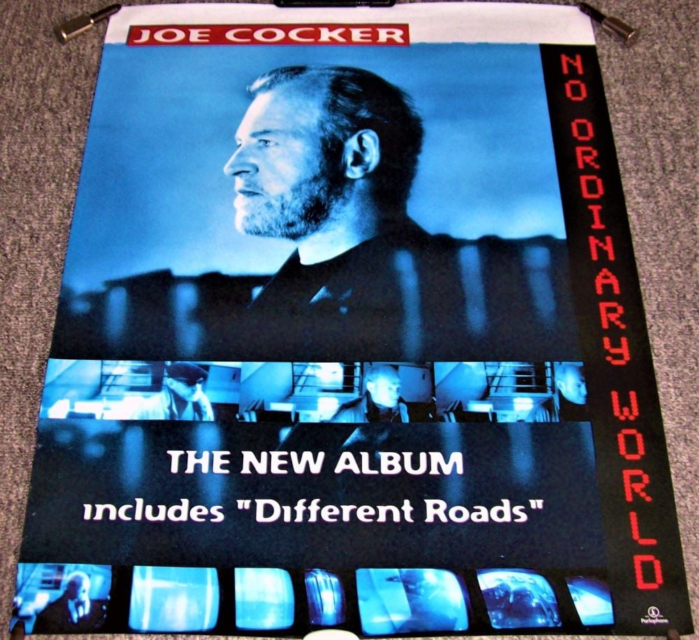 JOE COCKER SUPERB UK RECORD COMPANY PROMO POSTER 'NO ORDINARY WORLD' ALBUM 