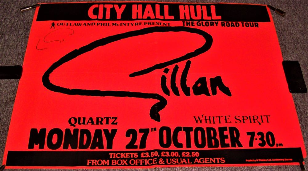 DEEP PURPLE GILLAN AUTOGRAPHED CONCERT POSTER MON 27th OCT 1980 CITY HALL H