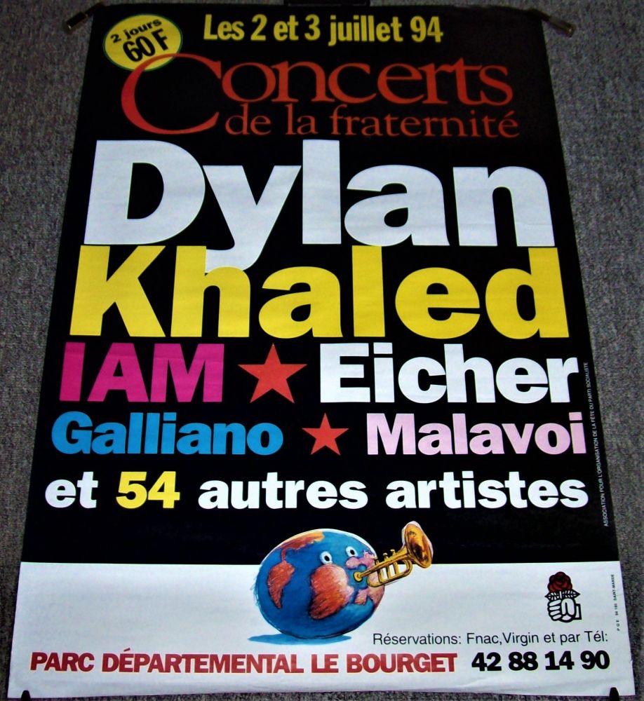 DYLAN KHALED CONCERTS POSTER 2nd & 3rd JULY 1994 PARC DEPARTEMENTAL LE BOUR