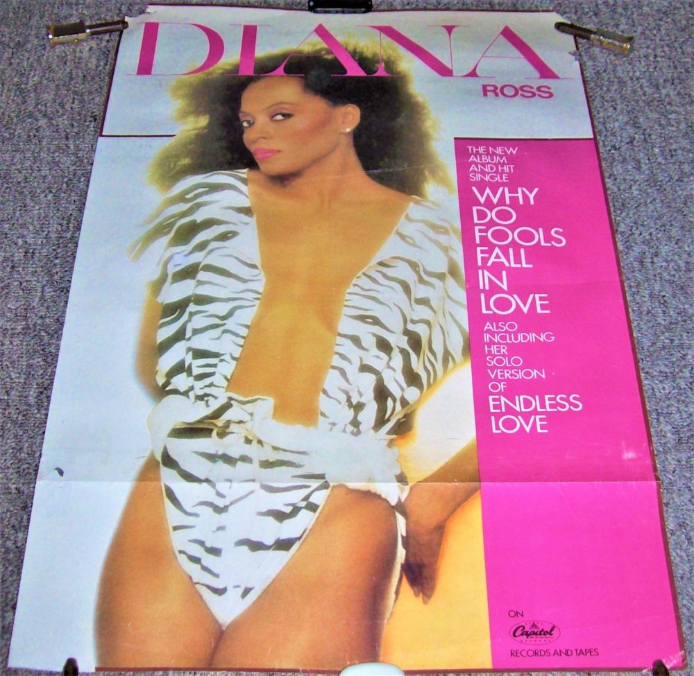 DIANA ROSS UK PROMO POSTER FOR ALBUM AND SINGLE 'WHY DO FOOLS FALL IN LOVE'