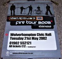 DELIRIOUS CONCERT POSTER WOLVERHAMPTON CIVIC HALL TUESDAY 21st MAY 2002 'FIRE TOUR' LARGE