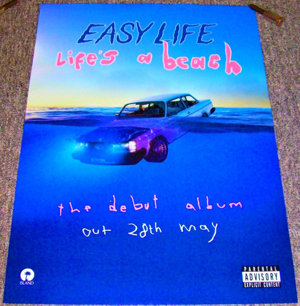 EASY LIFE STUNNING U.K. RECORD COMPANY PROMO POSTER 'LIFE'S A BEACH' ALBUM 
