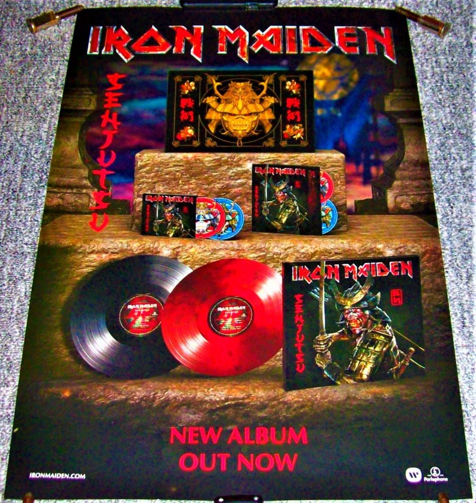 IRON MAIDEN STUNNING U.K. RECORD COMPANY PROMO POSTER 'SENJUTSU' ALBUM FROM