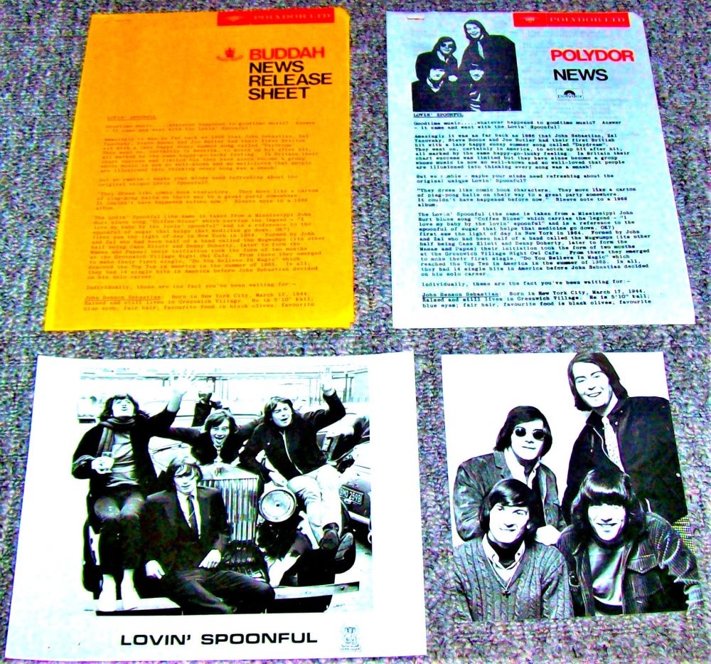 THE LOVIN' SPOONFUL SUPERB & RARE U.K. RECORD COMPANY PROMO PRESS KIT 1973-