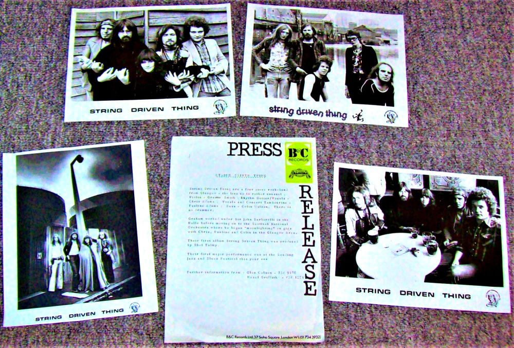 STRING DRIVEN THING RARE UK RECORD COMPANY PRESS RELEASE SELF TITLED ALBUM 