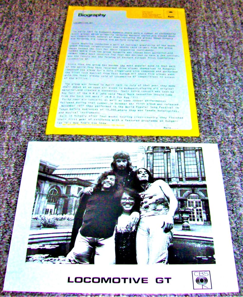 LOCOMOTIVE GT RARE UK RECORD COMPANY PROMO PRESS RELEASE SELF TITLED ALBUM 