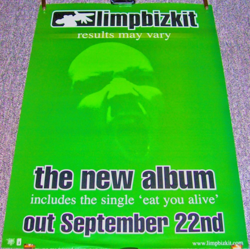 LIMPBIZKIT SUPERB U.K. DOUBLE SIDED PROMO POSTER 'RESULTS MAY VARY' ALBUM 2