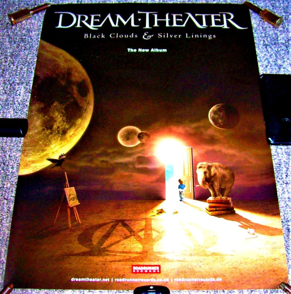 DREAM THEATRE UK REC COM PROMO POSTER 'BLACK CLOUDS & SILVER LININGS' ALBUM