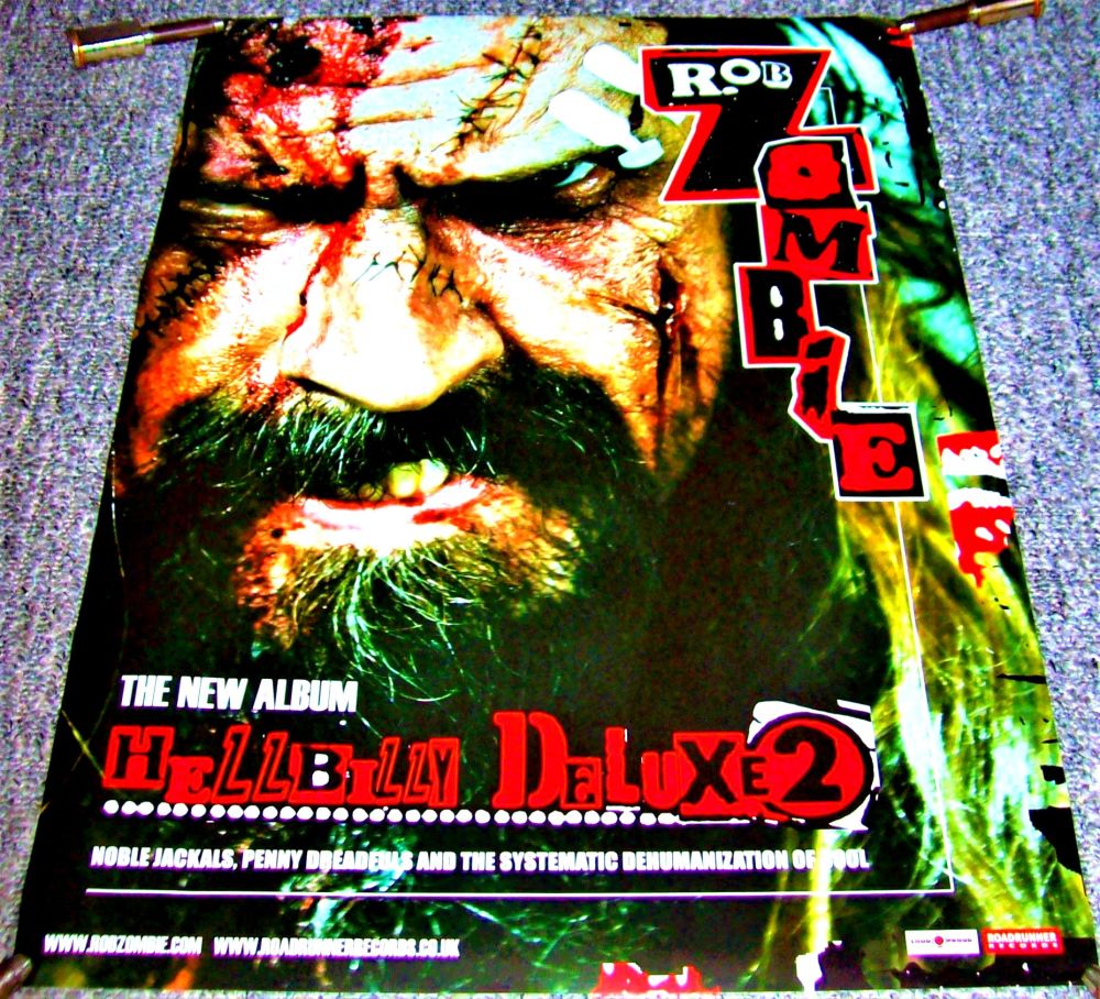 ROB ZOMBIE RARE U.K. RECORD COMPANY PROMO POSTER 'HELLBILLY DELUXE 2' ALBUM