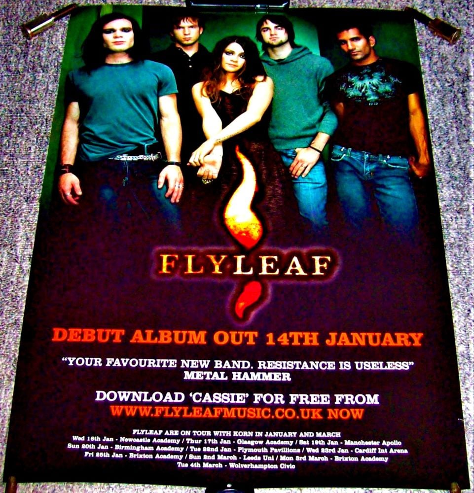 FLYLEAF UK RECORD COMPANY PROMO & TOUR POSTER FOR SELF TITLED DEBUT ALBUM 2