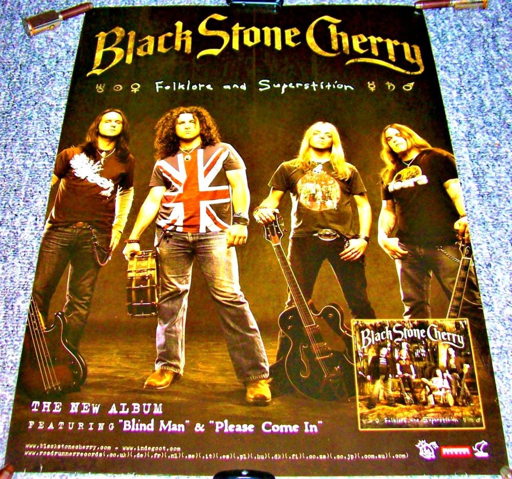 BLACK STONE CHERRY SUPERB UK PROMO POSTER 'FOLKLORE AND SUPERSTITION' ALBUM