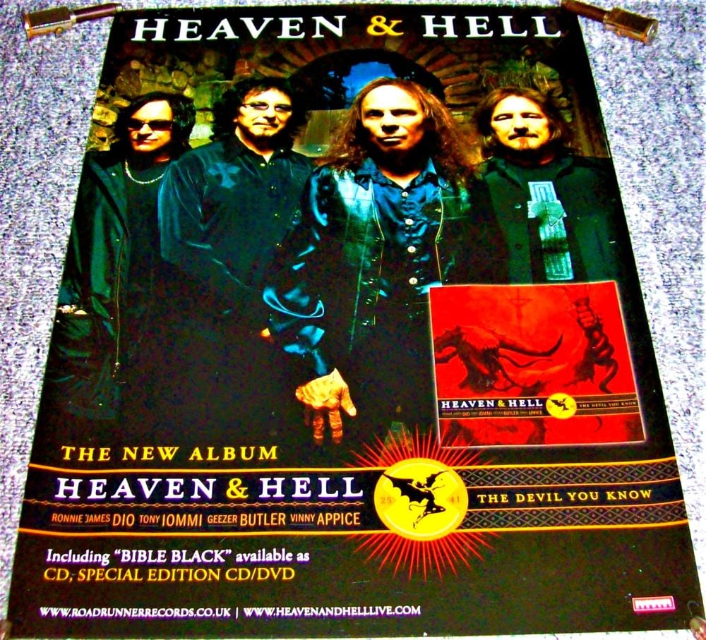 BLACK SABBATH HEAVEN AND HELL U.K. PROMO POSTER 'THE DEVIL YOU KNOW' ALBUM 