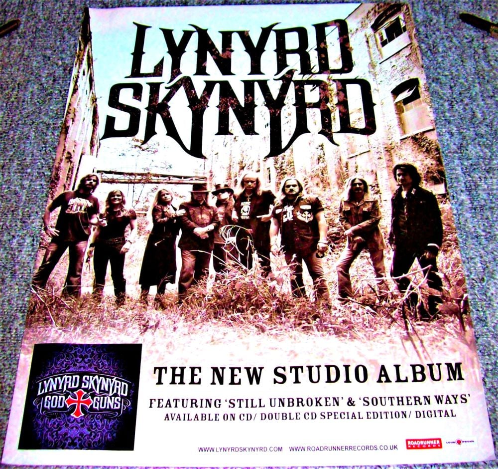 LYNYRD SKYNYRD STUNNING U.K. RECORD COMPANY PROMO POSTER 'GOD & GUNS' ALBUM