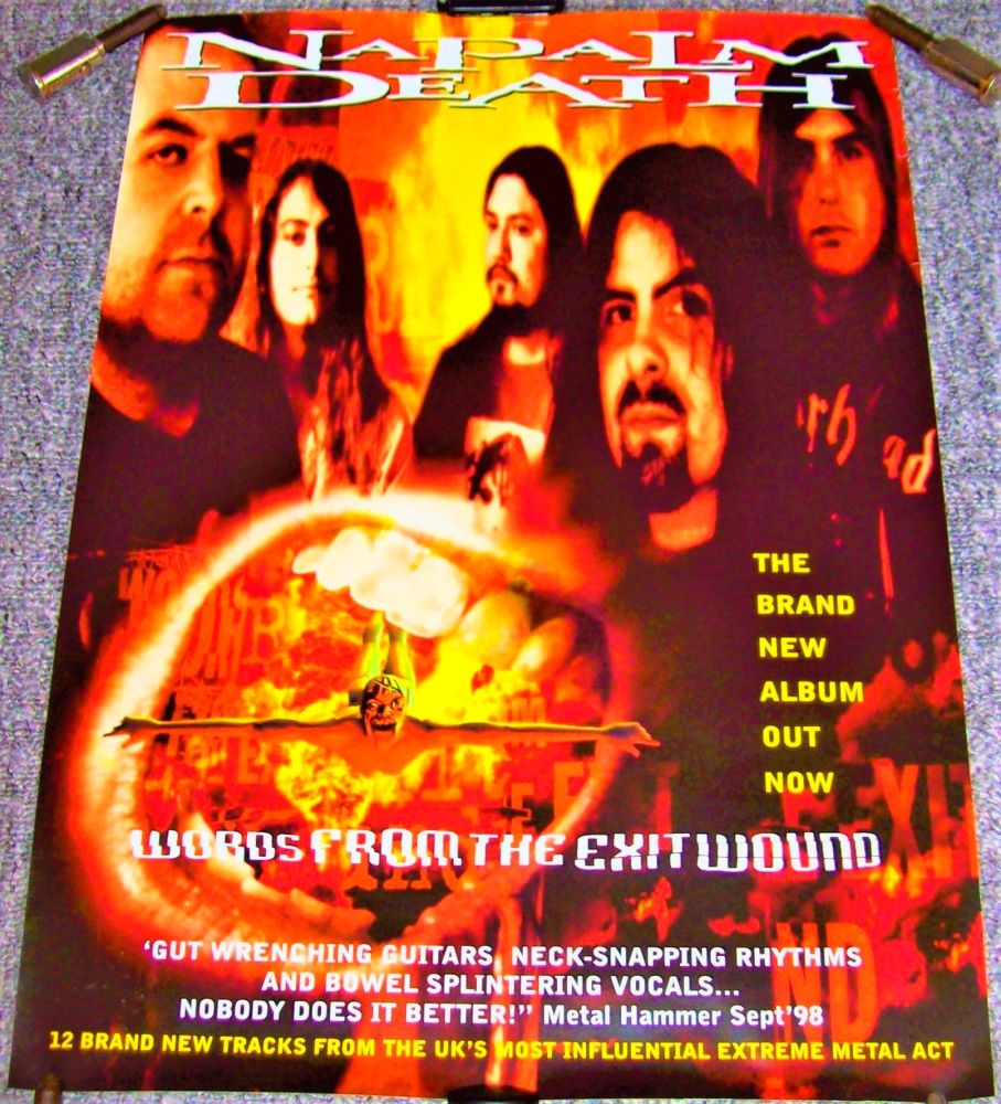 NAPALM DEATH SUPERB RARE UK PROMO POSTER 'WORDS FROM THE EXIT WOUND' ALBUM 