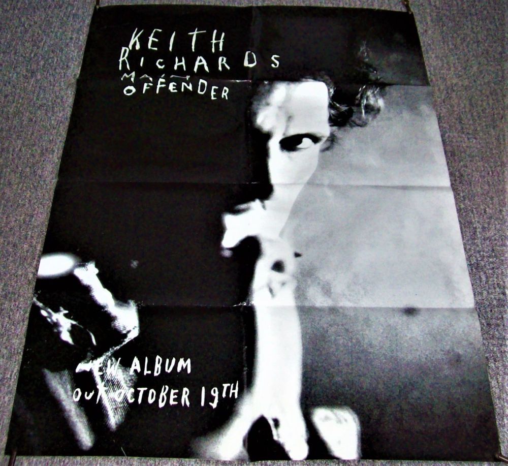 THE ROLLING STONES KEITH RICHARDS U.K. PROMO POSTER 'MAIN OFFENDER' ALBUM 1