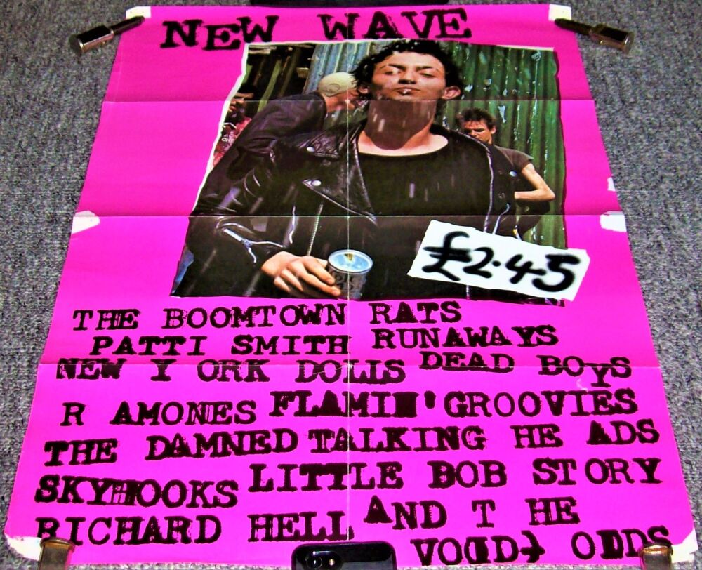RAMONES THE DAMNED NEW YORK DOLLS SUPERB U.K. PROMO POSTER 'NEW WAVE' ALBUM