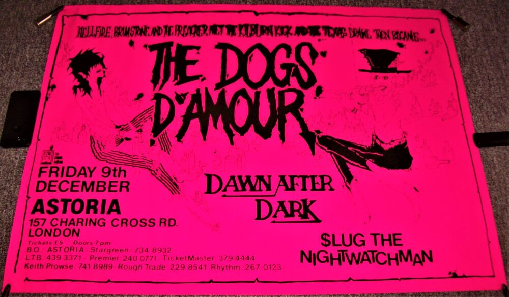 THE DOGS D'AMOUR STUNNING CONCERT POSTER FRIDAY 9th DECEMBER 1988 ASTORIA L