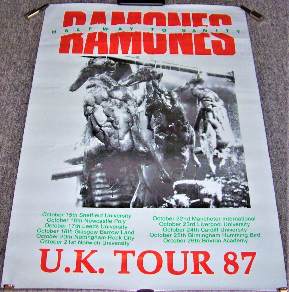 RAMONES STUNNING & RARE 'HALFWAY TO SANITY' U.K. PROMO CONCERT TOUR POSTER 