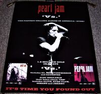 PEARL JAM REALLY STUNNING U.K. RECORD COMPANY PROMO POSTER FOR 'Vs' ALBUM 1993