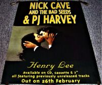 NICK CAVE AND PJ HARVEY U.K. RECORD COMPANY PROMO POSTER 'HENRY LEE' SINGLE 1996
