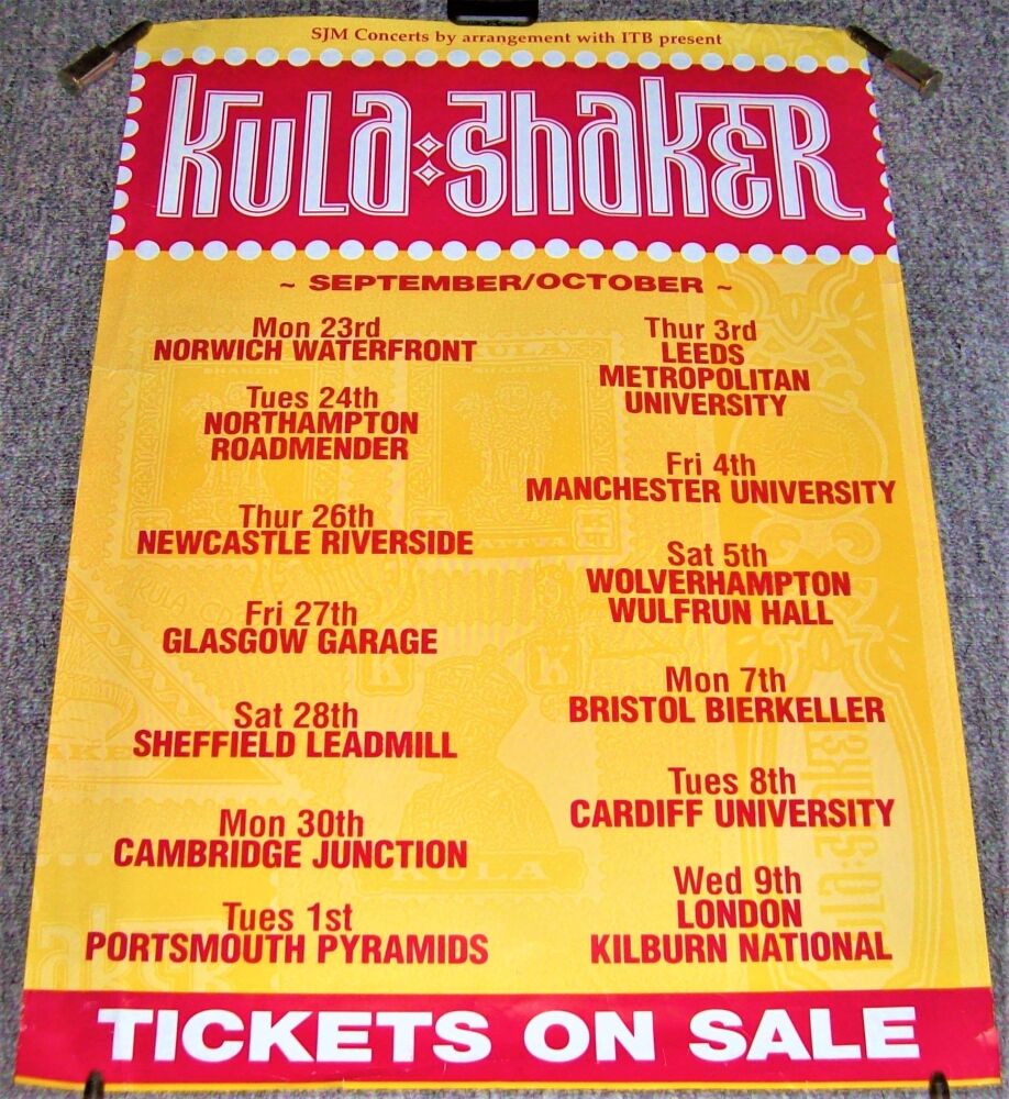 KULA SHAKER REALLY FABULOUS AND RARE U.K. TOUR POSTER SEPTEMBER & OCTOBER 1