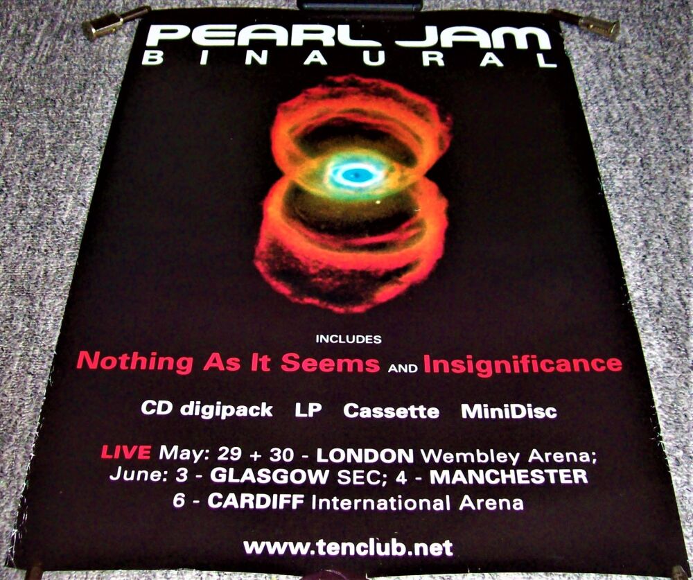 PEARL JAM U.K. RECORD COMPANY PROMO & CONCERTS POSTER FOR 'BINAURAL' ALBUM 