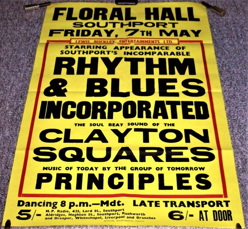 RHYTHM & BLUES INCORPORATED CLAYTON SQUARES CONCERT POSTER FRI 7th MAY 1965